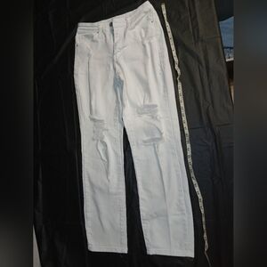 Women's Distressed White Jeans